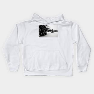 Snow Fall in Black and White Kids Hoodie